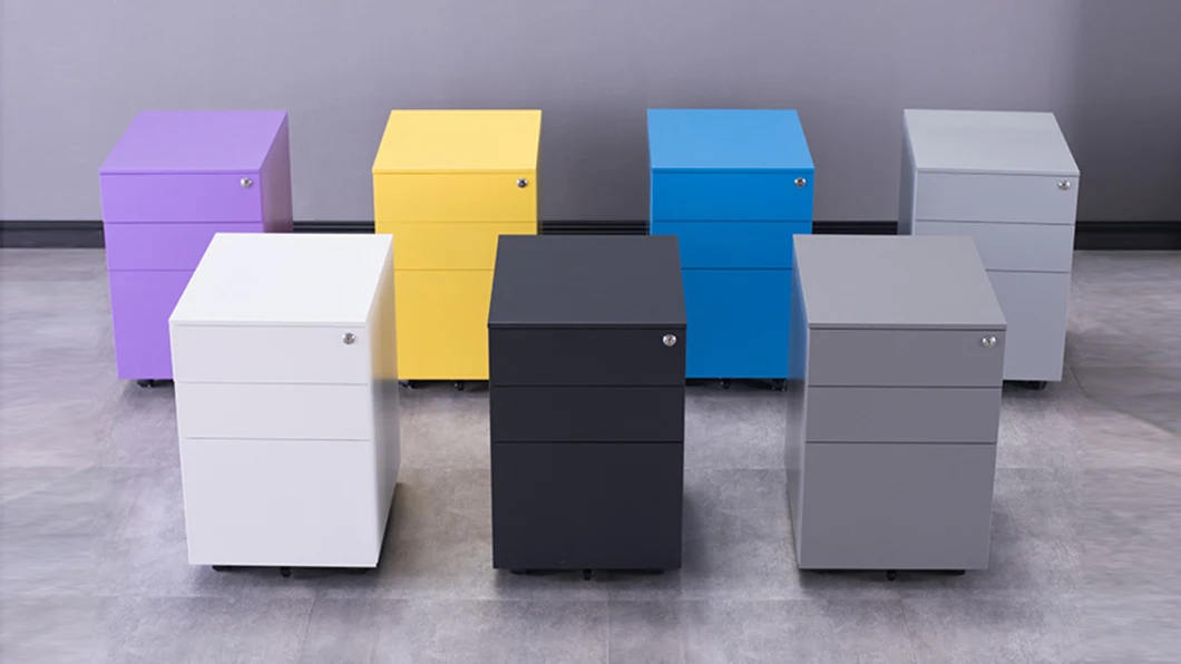 Chinese Wholesale Movable Steel Colorful Mobile Storage 3 Drawers Metal File Cabinet