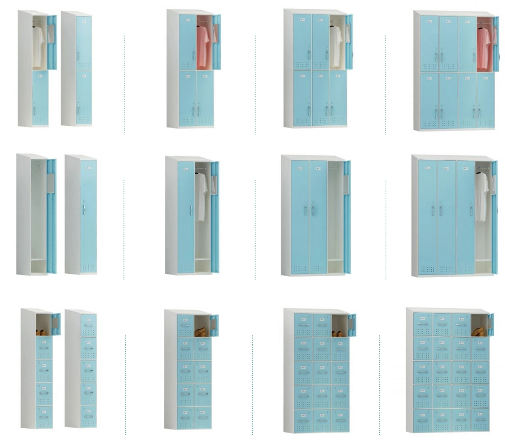 Hospital Lockers School Changing Room Steel Storage Luggage Shoe Cabinet Metal Locker with Key Lock Padlock Natatorium Clothes Locker Gym Single Door Locker