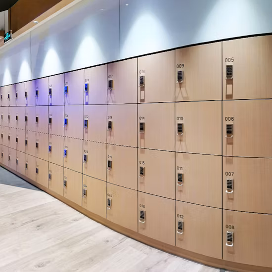 ロック付きのモダンなデザインのシングルドアキャビネット