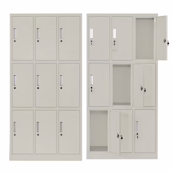 従業員用の9枚扉の制服用多扉更衣室ロッカー